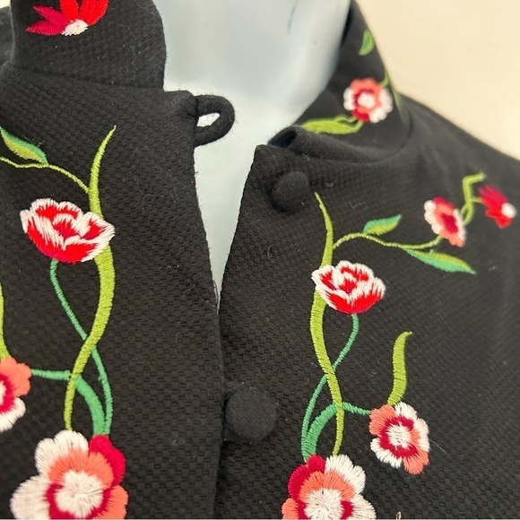 VICTOR COSTA VTG ASO Phoebe Buffay Alternative Floral Embroidered Jacket L - Picture 7 of 14
